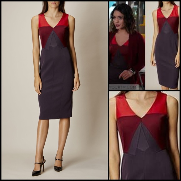 ASO TV New! Vanessa Hudgens Karen Mullen Two Toned Color Block Office Dress Sz 6 - Picture 1 of 13